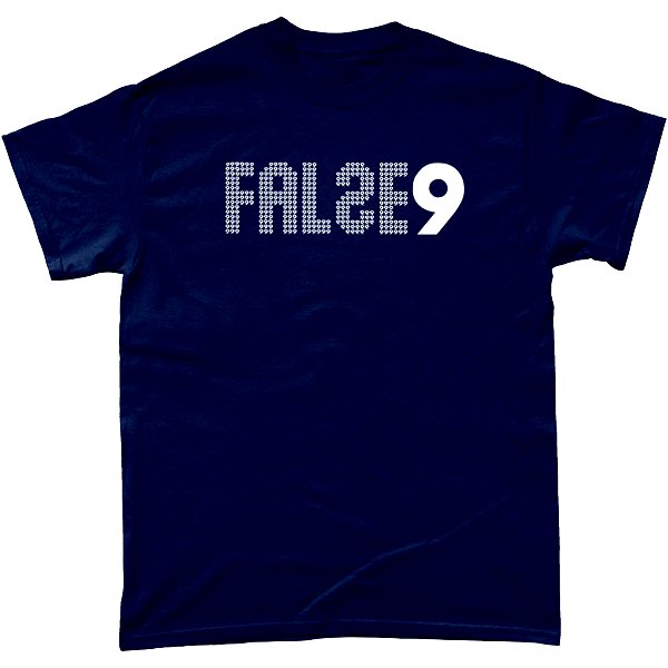 False 9 T-shirt in action.